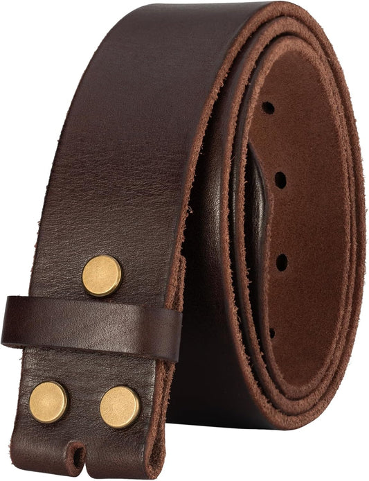 HOTNo Buckle Full Grain Leather Belt Men Women Fits With 1.5 Inch Buckle
