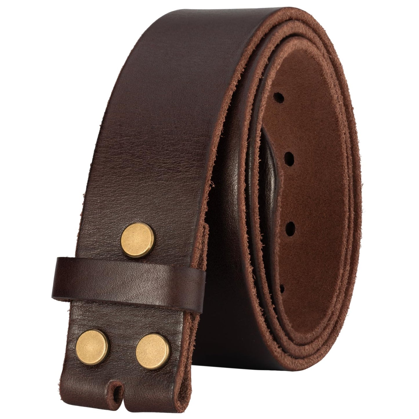 HOTNo Buckle Full Grain Leather Belt Men Women Fits With 1.5 Inch Buckle