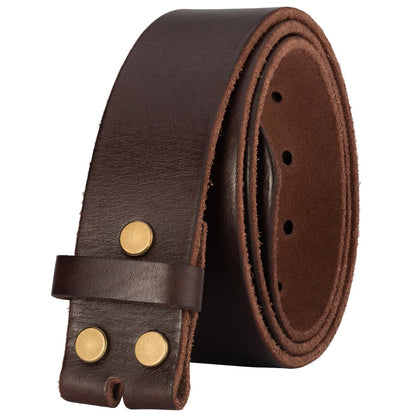 HOTNo Buckle Full Grain Leather Belt Men Women Fits With 1.5 Inch Buckle