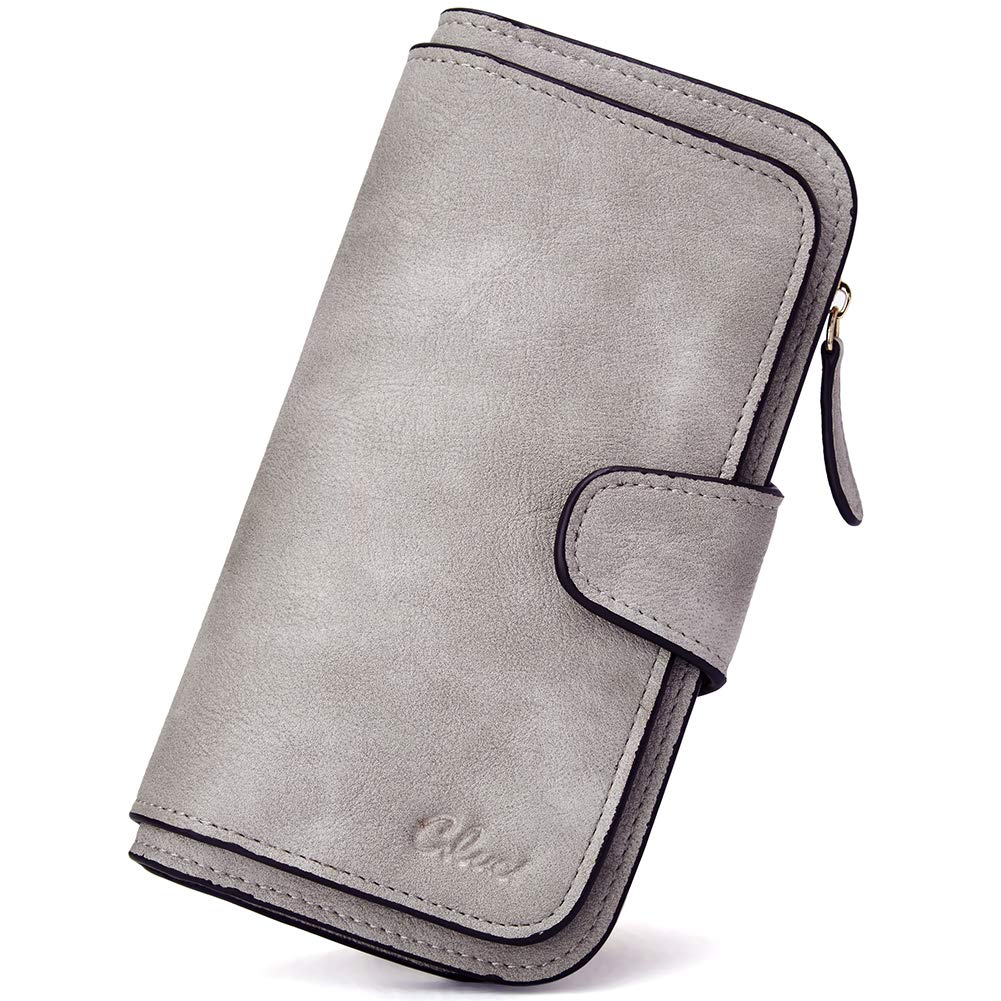 HOTCLUCI Wallet For Women PU Leather RFID Blocking Womens Wallet Bifold Card Holder with ID Window Gifts for Women Birthday