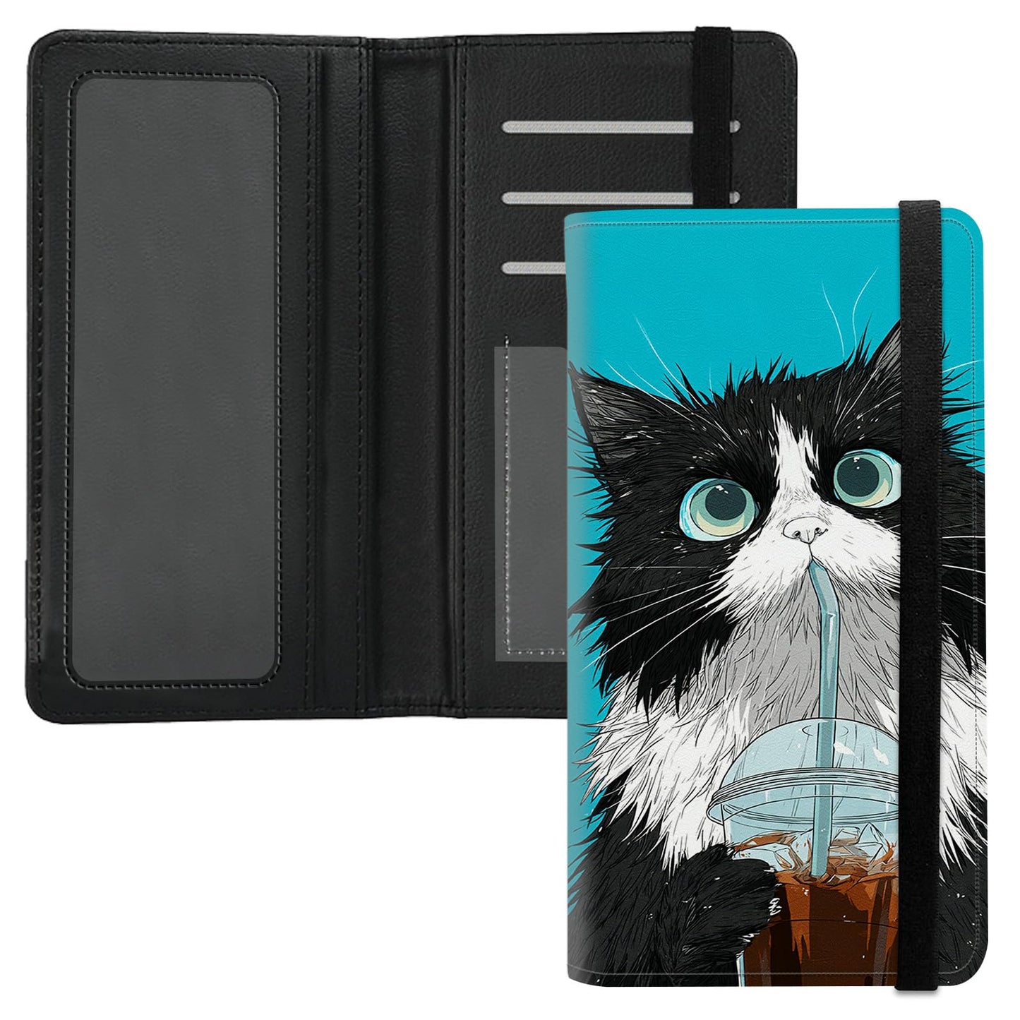 HOTPremium PU Leather Checkbook Cover for Men & Women,RFID Blocking Slim Check Book Holder with Duplicate Check Divider & Pen Holder,Fits Standard Personal Checks,Coastal Beach Blue Bow