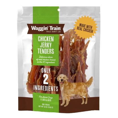 HOTWaggin' Train Chicken Jerky Dog Treats, Made with 100% Real Chicken Breasts, Only Two All-Natural Ingredients, Great High Protein Dog Treat, Easily Digestible for Big or Small Dogs, 30 oz. Pouch