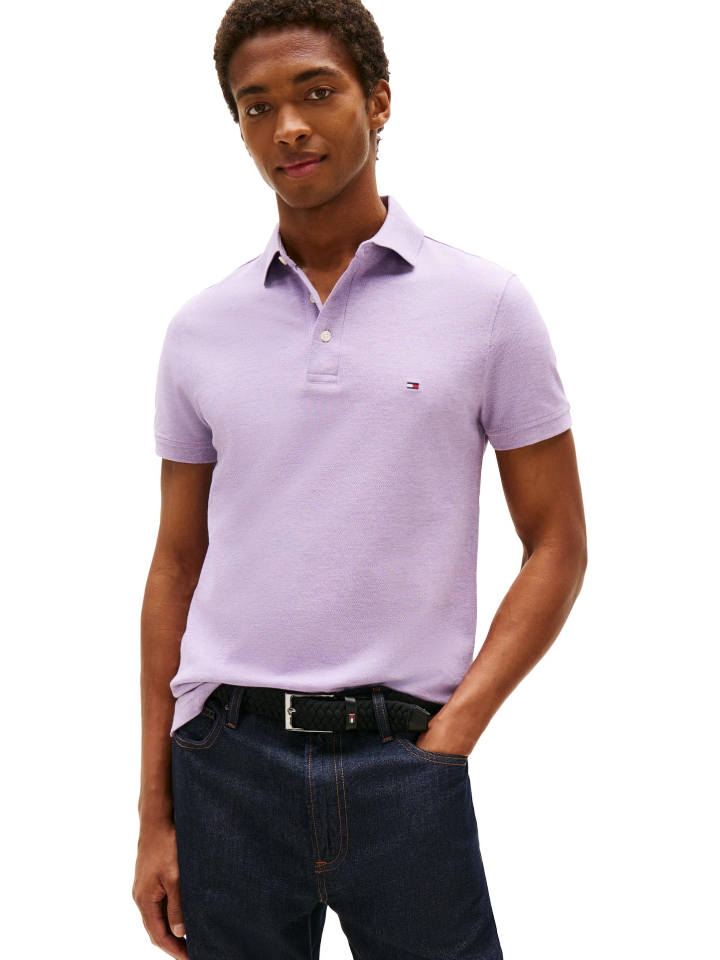 HOTTommy Hilfiger Men's Short Sleeve Polo Shirts in Slim Fit with Stretch and Organic Pique Cotton