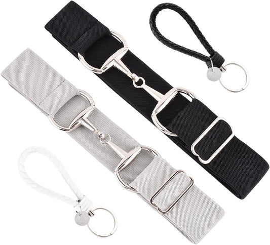 HOTNINEFOX 1.5 Inch Elastic Equestrian Belt with Bit Buckle and Leather Key Strap for Horse Riding Enthusiasts