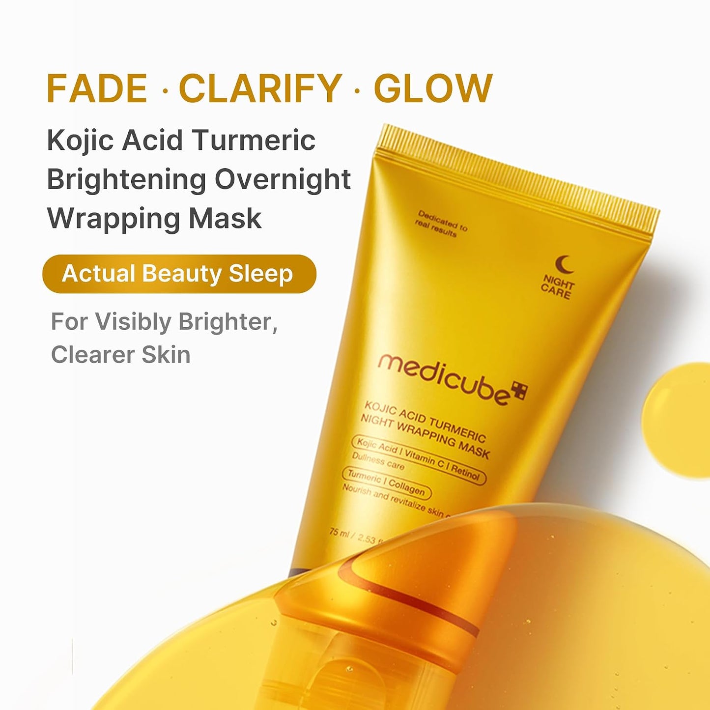 HOTmedicube Wrapping Mask Kojic Acid, Turmeric, Vitamin C Overnight Peel Off Facial Mask | Brighten & Defends Against Skin Stress for a Clear, Glowing Complexion | Korean Skin Care, 2.53 fl.oz