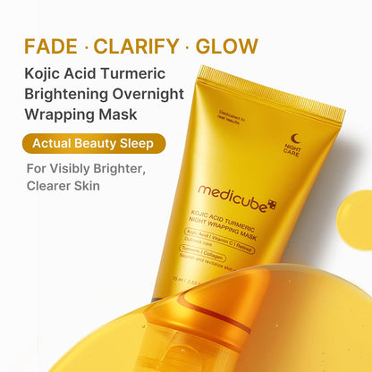 HOTmedicube Wrapping Mask Kojic Acid, Turmeric, Vitamin C Overnight Peel Off Facial Mask | Brighten & Defends Against Skin Stress for a Clear, Glowing Complexion | Korean Skin Care, 2.53 fl.oz