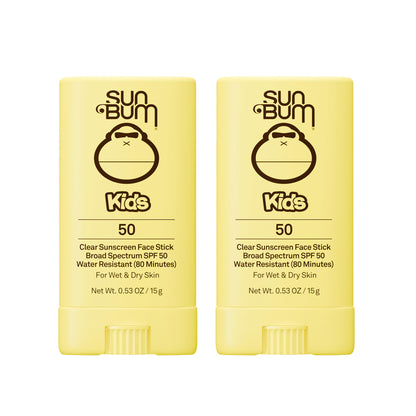 HOTSun Bum Kids SPF 50 Clear Face Stick Sunscreen - Wet or Dry Skin Application Broad Spectrum Sunscreen with Vitamin E - Hawaii Act 104 Compliant (Without Octinoxate & Oxybenzone) - Travel Size 0.53 oz
