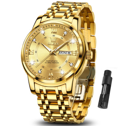 HOTOLEVS Classic Men Watches with Date,Stainless Steel Man Watch with Date, Bussiness Watches for Men,Luminous Quartz Mens Watches Black/White/Blue/Gold, Waterproof Male Watch with Week