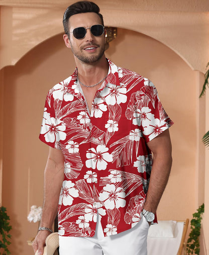 HOTKYKU Hawaiian Shirt for Men: Beach Vacation Summer Short Sleeve Button Down Mens Shirts Casual Stylish