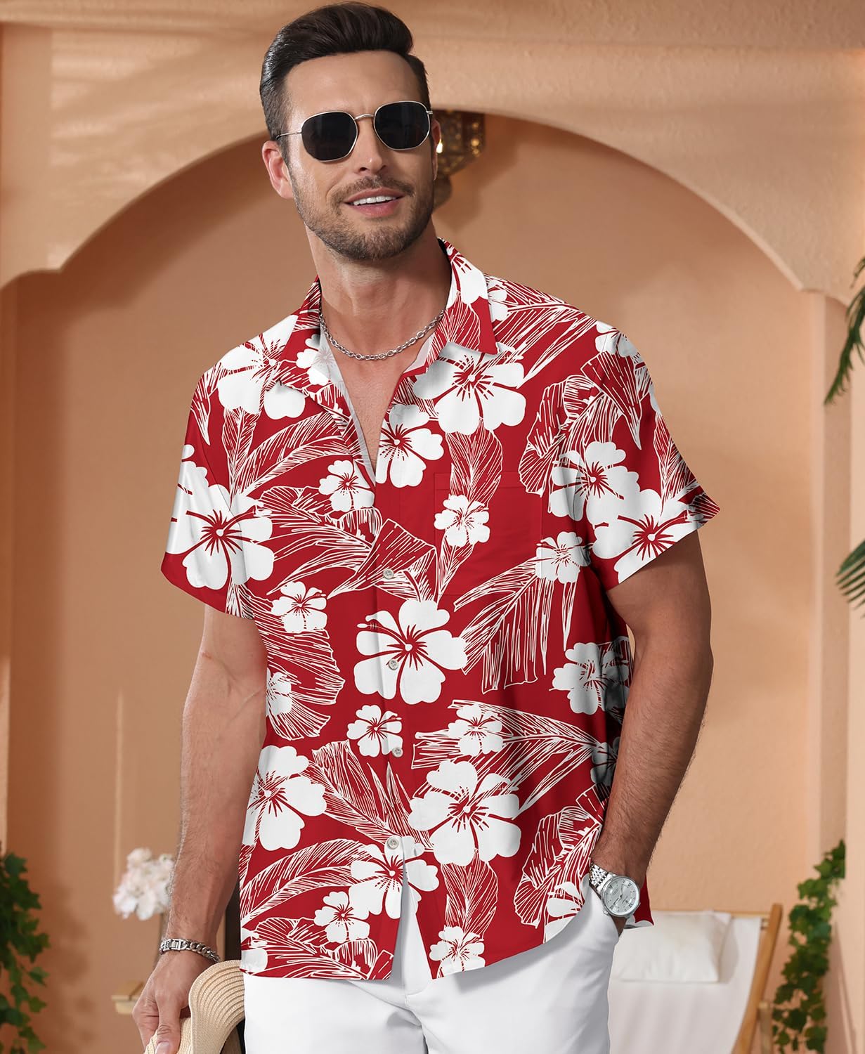 HOTKYKU Hawaiian Shirt for Men: Beach Vacation Summer Short Sleeve Button Down Mens Shirts Casual Stylish