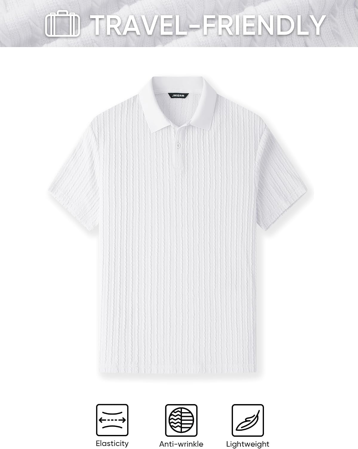 HOTJMIERR Mens Casual Polo Shirt Summer Short Sleeve Vacation Button Beach Knit Stretchy Golf Shirts