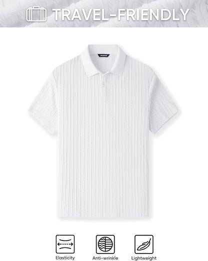 HOTJMIERR Mens Casual Polo Shirt Summer Short Sleeve Vacation Button Beach Knit Stretchy Golf Shirts