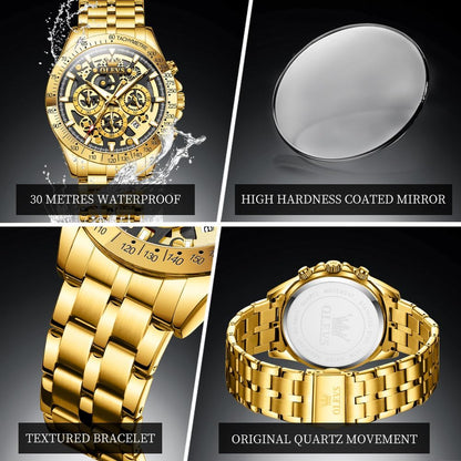 HOTOLEVS Watch for Men Skeleton Business Dress Stainless Steel Waterproof Luminous Mens Wrist Watch
