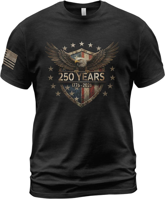 HOTPatriotic Shirts for Men, 1776-2026 250th Anniversary Shirt | Celebrate 250 years of history with these patriotic tees, blending heritage with comfortable, everyday style