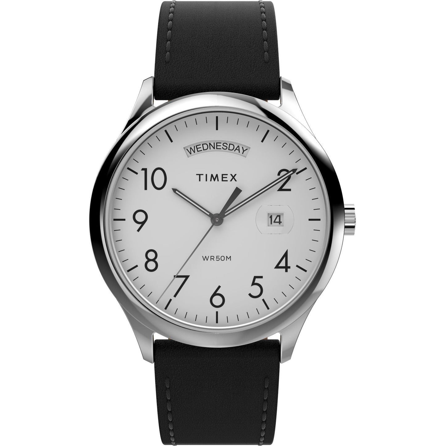 HOTTimex Men's Modern Easy Reader 40mm Watch - Black Strap White Dial Silver-Tone Case