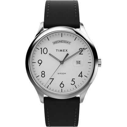HOTTimex Men's Modern Easy Reader 40mm Watch - Black Strap White Dial Silver-Tone Case