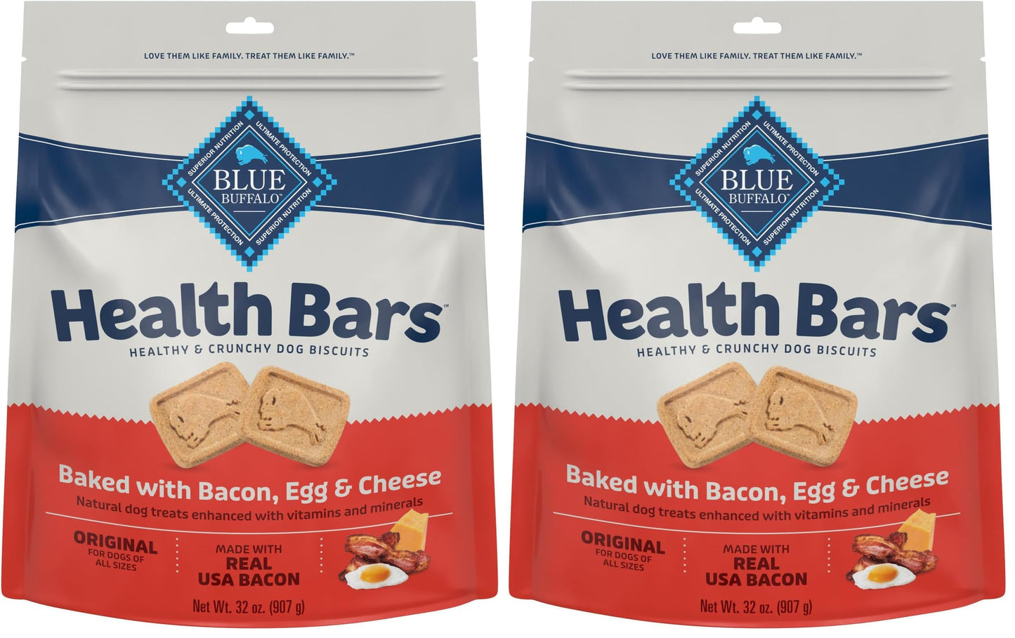 HOTBlue Buffalo Health Bars Dog Biscuits Variety Pack (Bacon Egg Cheese, Apples & Yogurt, Pumpkin & Cinnamon) Healthy Dog Treats with No Artificial Flavors or Preservatives, 16 oz. Each (3 Bags)