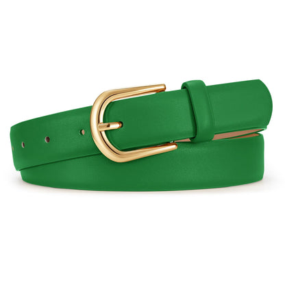 HOTJASGOOD Leather Belt Women Belts for Jean Pants with Gold Buckle Fashion Ladies Waist Belt