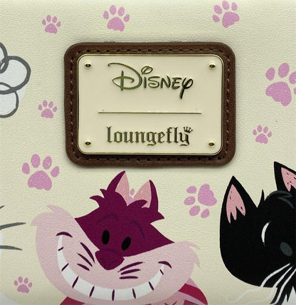 HOTLoungefly Disney Aristocats Alice in Wonderland Cats Zip Around Wallet Womens Cat Pawprint Faux Leather