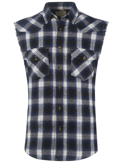 HOTMen's Casual Flannel Plaid Shirt Sleeveless Plus Size Vest