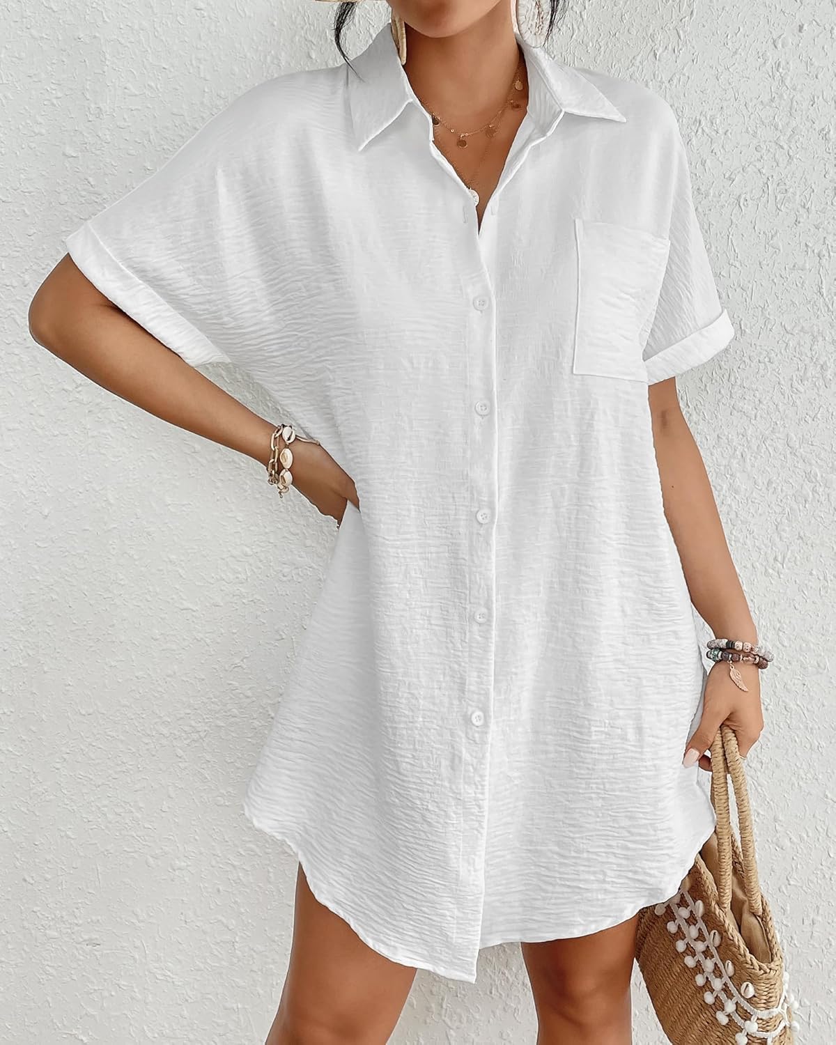 HOTBsubseach Women Swimsuit Coverup Shirt Dress Button Down Bathing Suit Cover Up Beach Vacation Outfits