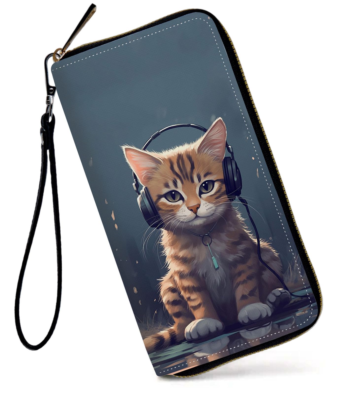 HOTWomens Wallet, Large Capacity RFID Blocking PU Leather Wristlet Wallets for Women Ladies Men Credit Card Holder Zipper Wallet Phone Holder Clutch Travel Purse, Art Moon Starry Night
