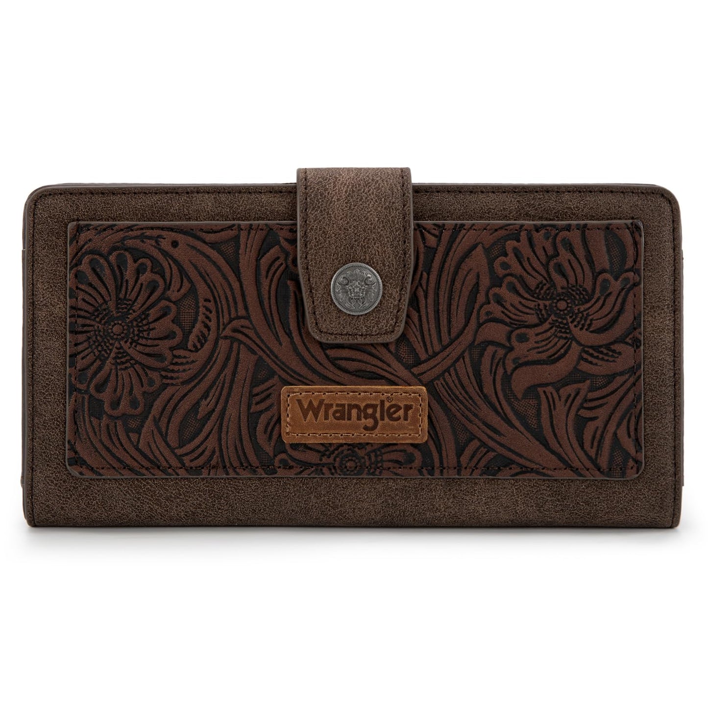 HOTMontana West X Wrangler Large Womens Wallet Western Tooling Flower Wallets, Card Cases & Money Organizers Bifold Card Cash Phone Wallet Ladies Female Travel Clutch Wallets with RFID Lining