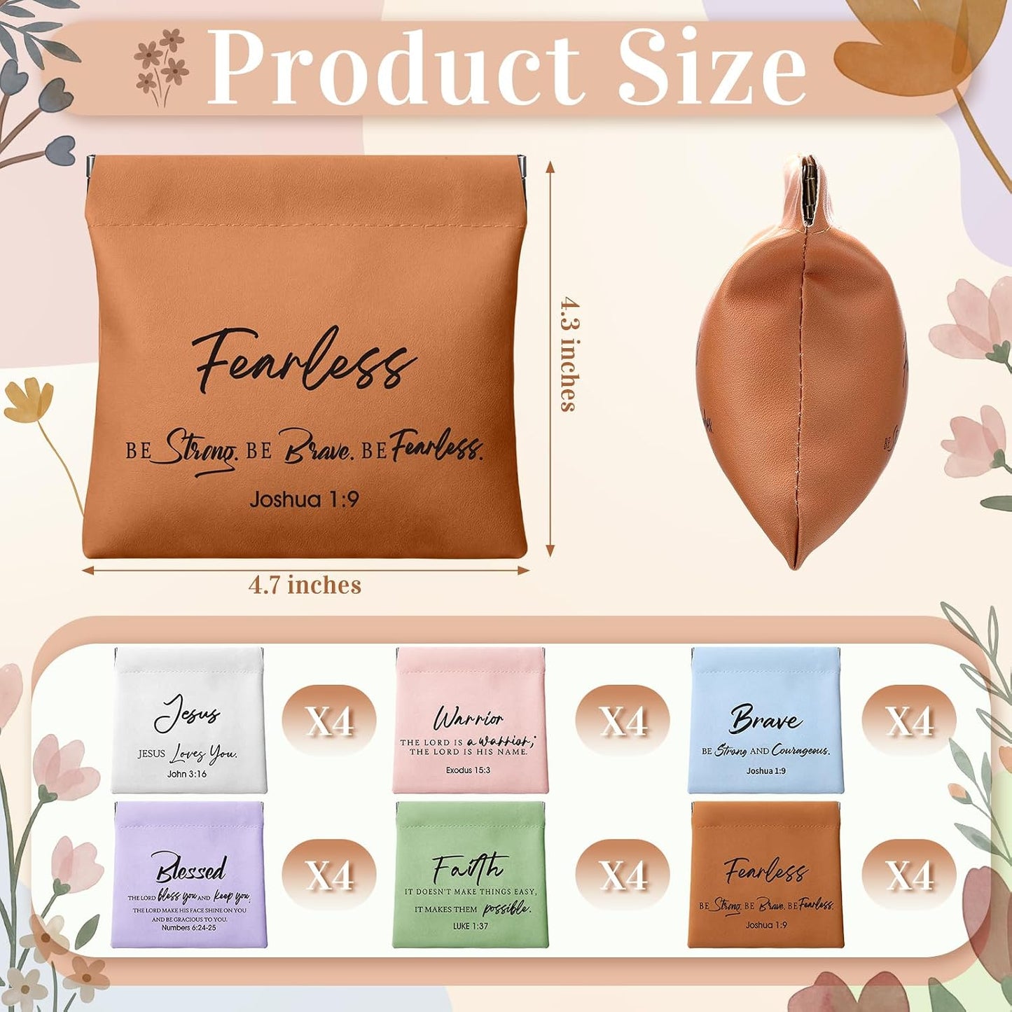 HOTTallew 24 Pcs Christian Mother's Day Gifts for Women Bulk Religious Coin Purse Faith Mini Leather Squeeze Coin Pouches Bible Verse Gifts Church Party Favors Scripture Small Makeup Bags for Mom Travel