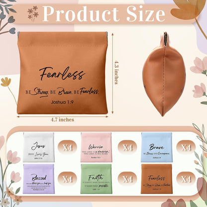 HOTTallew 24 Pcs Christian Mother's Day Gifts for Women Bulk Religious Coin Purse Faith Mini Leather Squeeze Coin Pouches Bible Verse Gifts Church Party Favors Scripture Small Makeup Bags for Mom Travel