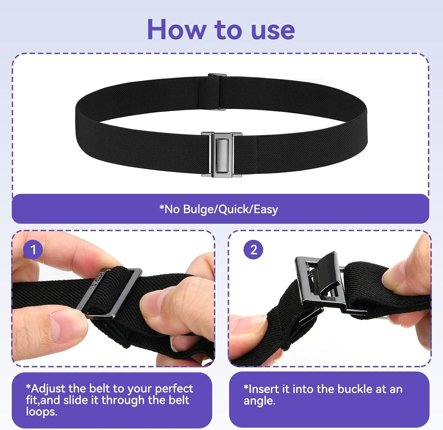 HOTNo Show Elastic Belts for Women with Invisible Flat Buckle Stretch Web Strap Belt for Jeans Pants Dresses