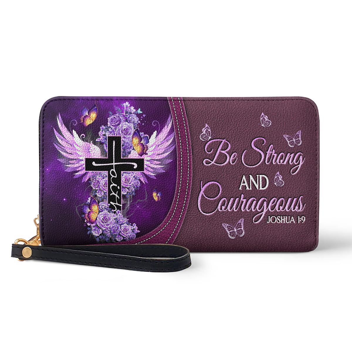 HOTPersonalized Christian Bible Verse Leather Wallet, God Faith RFID Blocking Credit Card Holder Clutch Purse Wristlet, Religious Inspirational Gift for Women Girl (Stillness - Psalm)