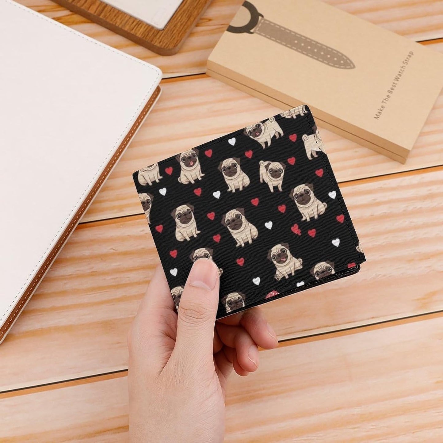 HOTWomen Wallets Small Bifold Pocket Wallet Puppy Dog Pugs Pug Lovers Card Holder Wallet Ladies Mini Short Purse