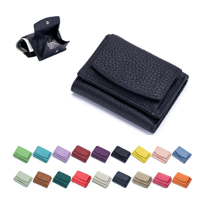 HOTGenuine Leather RFID Blocking Card Holder Organizer Pocket Mini Wallet, 2024 New Preliminary Wallet With Coin Pouch, Womens Genuine Leather Wallet, for Family Folding Mini Wallet (C-Light Purple)