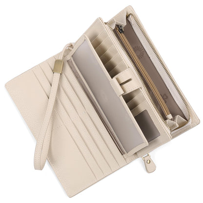 HOTSENDEFN Women's Wallet Large Capacity RFID Blocking Leather Wallets Credit Cards Organizer with Checkbook Holder