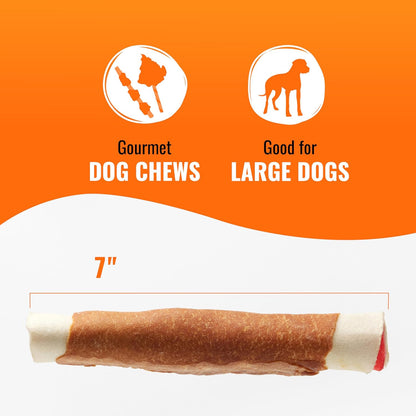 HOTGood 'n' Fun Rolls Long-Lasting Dog Treat, For Large Dogs, With Real Proteins, Beef Hide and Premium Chicken, Supports Dental Health, Mental Stimulation, 6 count