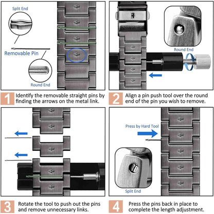 HOTWOCCI 22mm Heavy-duty Metal Watch Band for Men, 316L Stainless Steel, Double Locking Deployant Clasp (Space Grey)