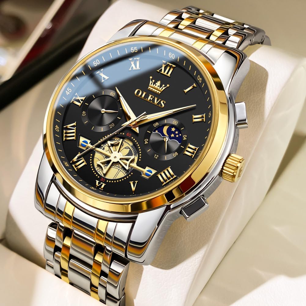 HOTOLEVS Watches Men Waterproof Luxury Big Face Mens Watch Stainless Steel Quartz Analog Dress Watches for Men Luminous Multifunction Man Watch Relojes De Hombre