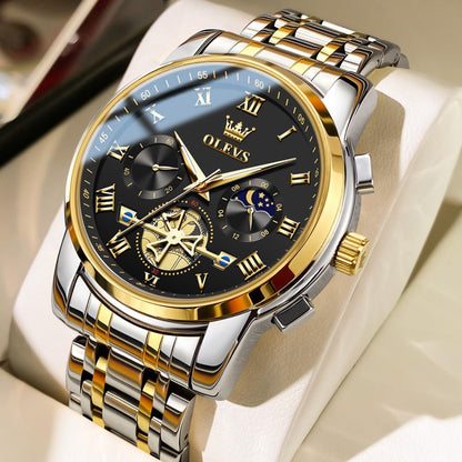 HOTOLEVS Watches Men Waterproof Luxury Big Face Mens Watch Stainless Steel Quartz Analog Dress Watches for Men Luminous Multifunction Man Watch Relojes De Hombre