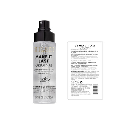 HOTMilani Setting Spray + Primer, Make It Last Original - Natural Finish with Niacinamide for Hydration, Setting Spray for Makeup and Face Primer, 3-in-1 Prime + Hydrate + Set, 2.03 Fl. Oz