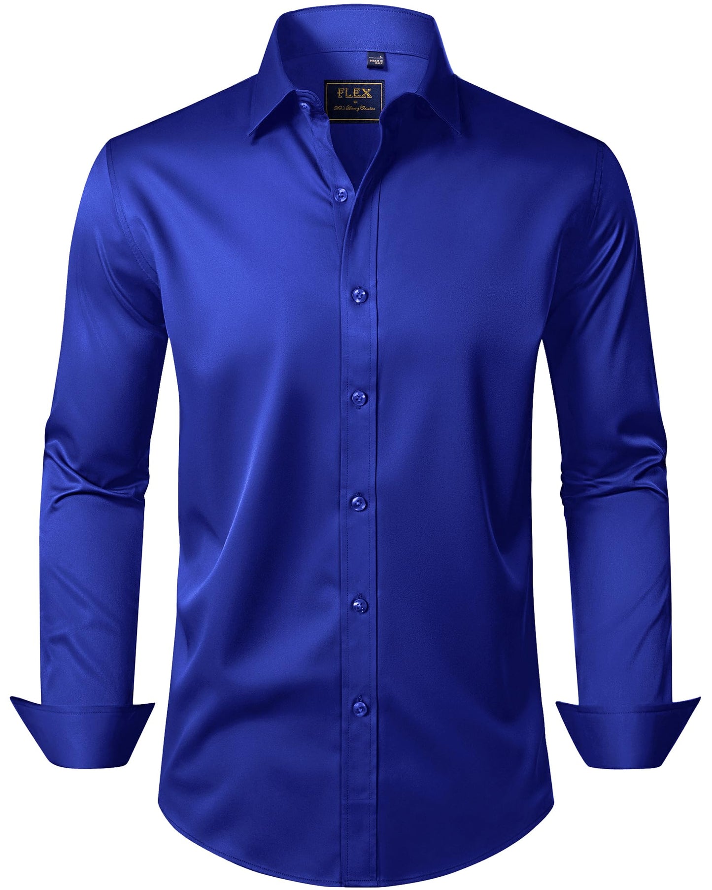 HOTJ.VER Men's Dress Shirts Solid Long Sleeve Stretch Wrinkle-Free Formal Shirt Business Casual Button Down Shirts