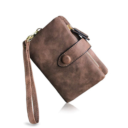 HOTPofeeXIO Womens Small Bifold Leather Wallets RFID Ladies Wristlet with Card Slots id Window Zipper Coin Purse | Small