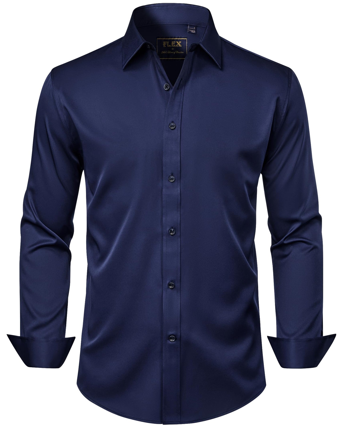 HOTJ.VER Men's Dress Shirts Solid Long Sleeve Stretch Wrinkle-Free Formal Shirt Business Casual Button Down Shirts