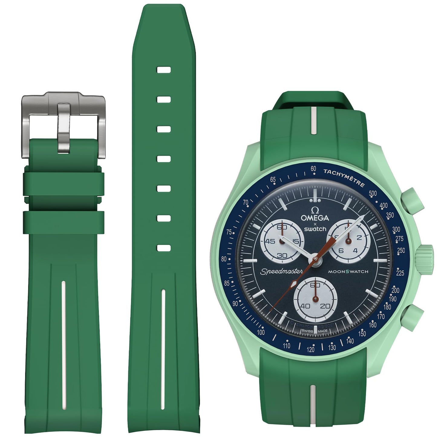 HOTBands for Moonswatch Watch,Curved No Gap Rubber Strap Compatible with Omega X Swatch Moonswatch Speedmaster/Rolex/SEIKO 20mm Watch,Swatch Omega Moonswatch Speedmaster Watch Replacement Band Men Women