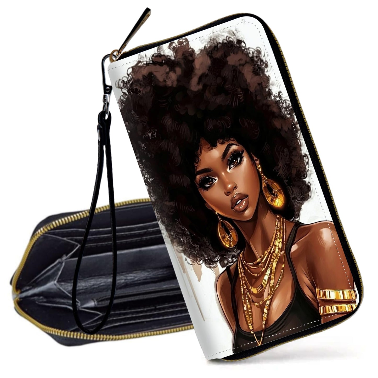 HOTRFID Blocking Wristlet Wallet for Women, Slim PU Leather Clutch Purse with Zipper, Small Credit Card Holder with Wrist Strap, Travel Zip Wallet for Ladies,Colorful alien UFO