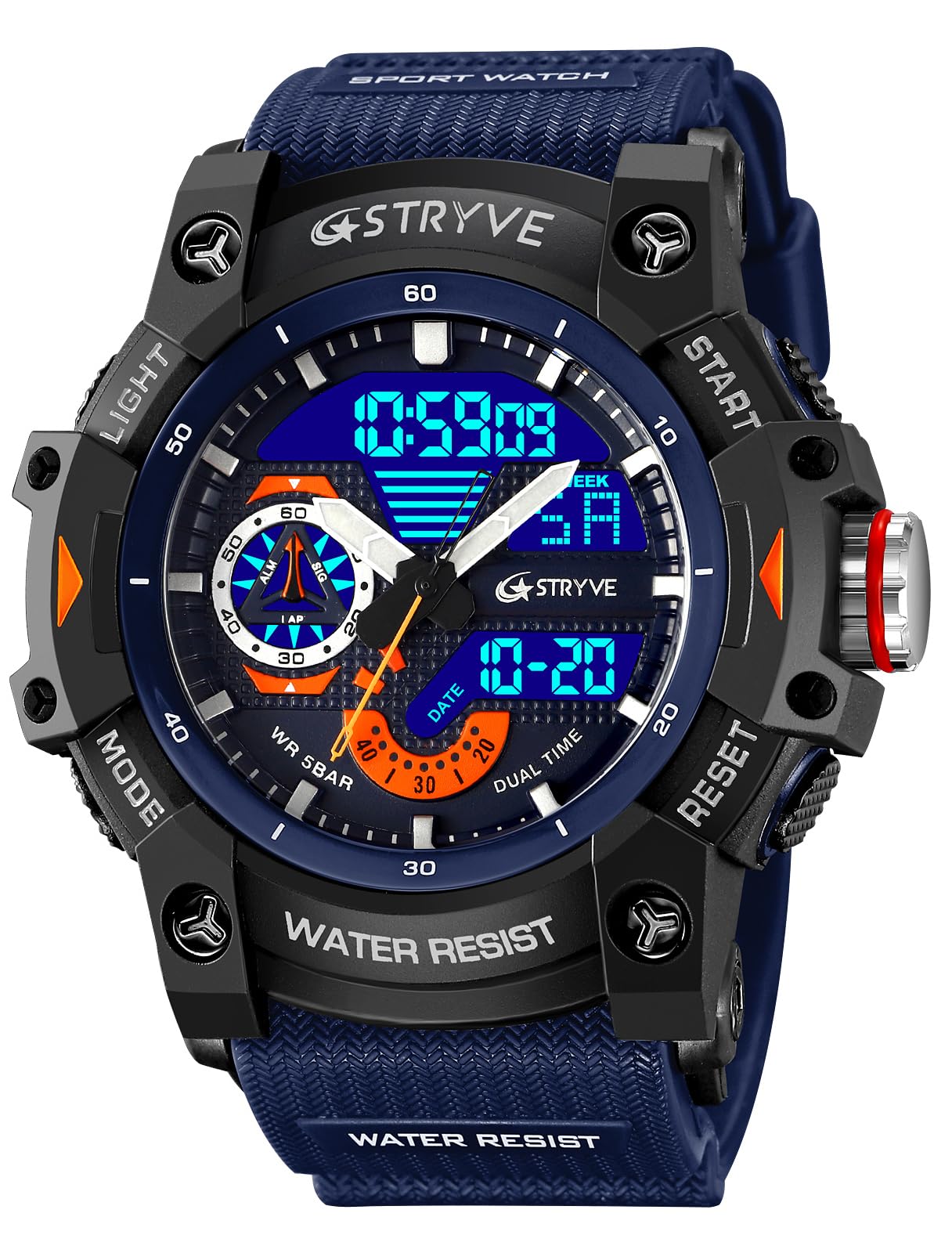 HOTGosasa Men's Large Face Outdoor Sports Watches Military S-Shock Watch Waterproof, Backlight, Alarm, Stopwatch Features - Rugged Wristwatch for Training, Hiking, and Adventure