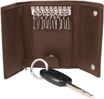 HOTRoyce Leather Trifold Key Case Organizer Wallet In Genuine Leather Tri-Fold Wallet, Tan