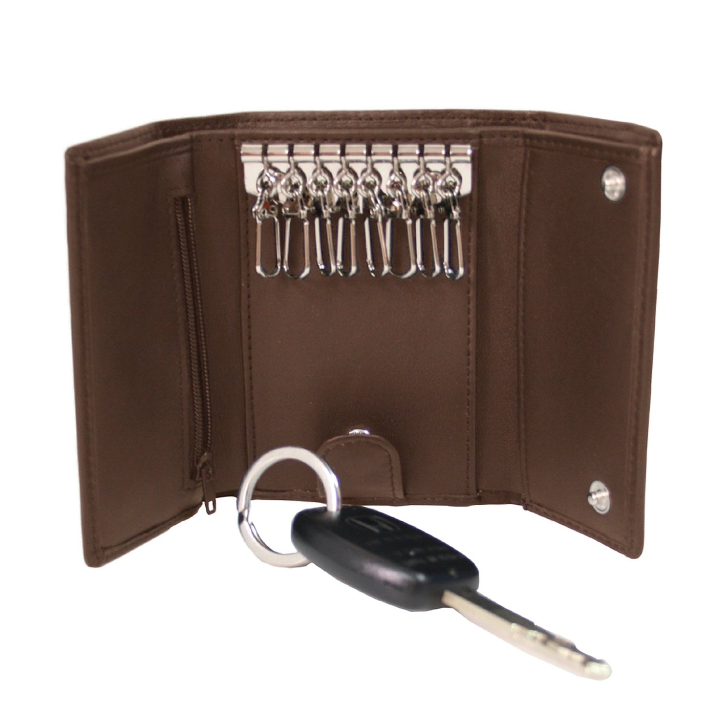 HOTRoyce Leather Trifold Key Case Organizer Wallet In Genuine Leather Tri-Fold Wallet, Tan