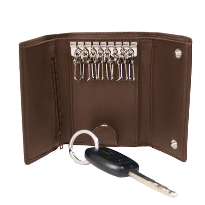 HOTRoyce Leather Trifold Key Case Organizer Wallet In Genuine Leather Tri-Fold Wallet, Tan