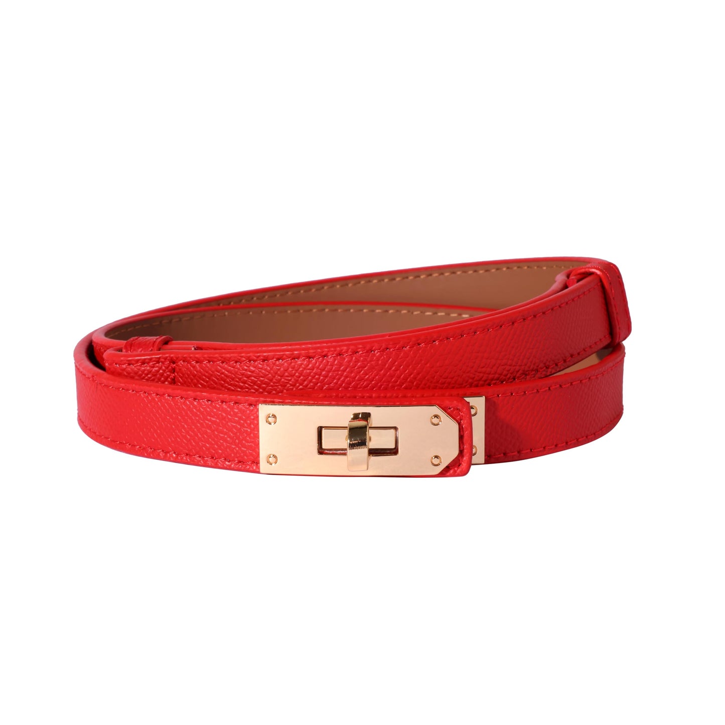 HOTOvekaut Women Skinny Leather Belt Solid Color Alloy Turn Lock Adjustable Waistband for Dresses Jeans Coats