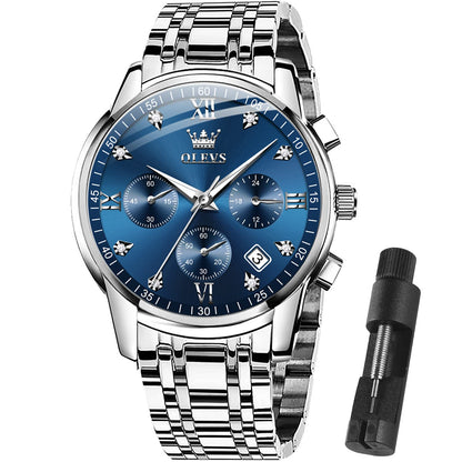 HOTOLEVS Men Multifunction Watch, Multi Dial Waterproof Luminous Chronograph Men's Watch with Date Gift for Men,Stainless Steel Watches for Men,Classic Men Wrist Watch